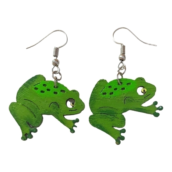 Unique Handmade Toad Earrings - Picture 3 of 3